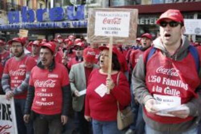 Protesta de trabajadores de Coca-Cola.