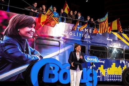 La candidata del PP a la Generalitat, Isabel Bonig, durante el acto de inicio de campa?a que los populares valencianos han celebrado esta noche en la capital del Turia.