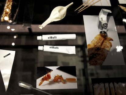 Objetos de la exposición sobre elBulli 'Auditando el proceso creativo'.