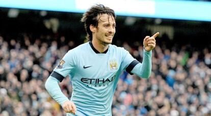 David Silva celebra su segundo gol. 