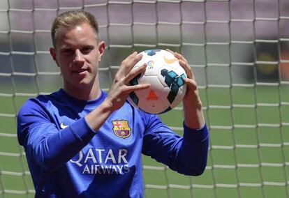 Ter Stegen, en su presentación en el Camp Nou