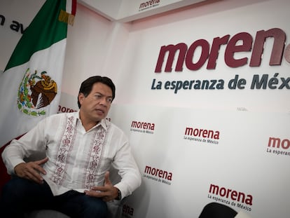 Mario Delgado, presidente de Morena, en un instante de la entrevista