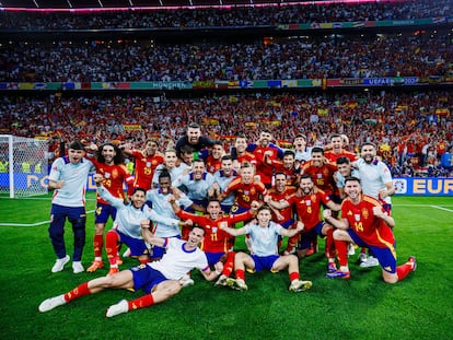 Los jugadores de la selección española celebran el paso a la final en una imagen distribuida por RFEF.