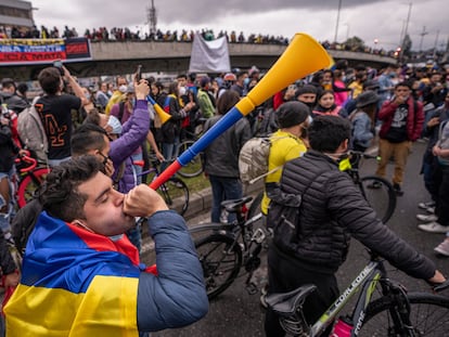 Una de las protestas en contra del Gobierno de Iván Duque, en Bogotá (Colombia).