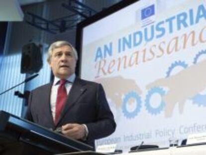 El comisario de Industria, Antonio Tajani, en una conferencia en Bruselas el pasado d&iacute;a 6. 