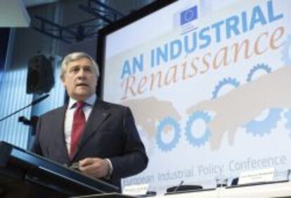 El comisario de Industria, Antonio Tajani, en una conferencia en Bruselas el pasado día 6.