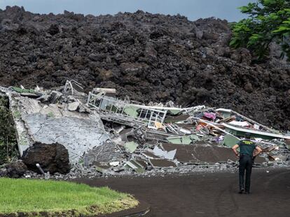 Homes destroyed by the lava in Todoque, on the Spanish island of La Palma, on Wednesday.