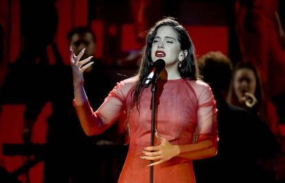 Rosalía durante su actuación en los premios Goya, el pasado 2 de febrero, en Sevilla.