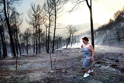 Incendio en la urbanización Comabella en Sant Llorenç de Savall, en Barcelona, el pasado mes de agosto.