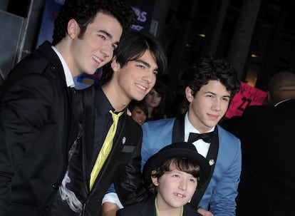 Kevin, Joe, Nick y Frankie Jonas en el estreno de la película 'Jonas Brothers en concierto 3D', el 24 de febrero de 2009. 