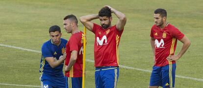 Diego Costa, en un entrenamiento de Espa&ntilde;a.