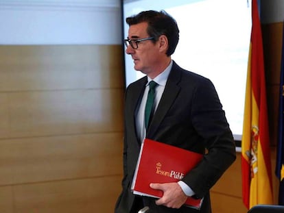 El secretario general del Tesoro y Financiación Internacional, Carlos San Basilio, antes de la presentación de la estrategia del Tesoro Público para 2020, este miércoles en Madrid.