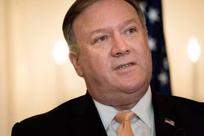 Mike Pompeo, el viernes en una rueda de prensa en Washington.