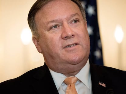 Mike Pompeo, el viernes en una rueda de prensa en Washington.