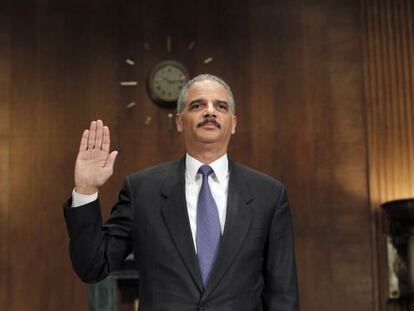 El fiscal de EE UU, Eric Holder, en su comparecencia de este martes.