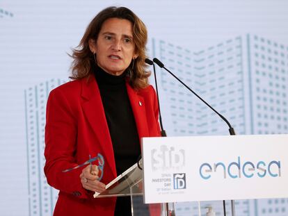 Teresa Ribera, vicepresidenta tercera y ministra para la Transición Ecológica, este miércoles en Madrid en el foro Spain Investors Day.