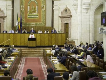 Una vista del pleno del Parlamento, durante el discurso de investidura de Susana D&iacute;az.