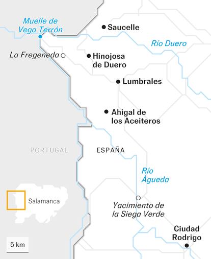 Mapa del Camino de Hierro de Salamanca, España.