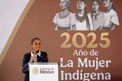 Claudia Sheinbaum durante un evento en Puebla.