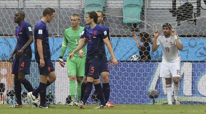 Spain’s Diego Costa (right) during the match against the Netherlands.