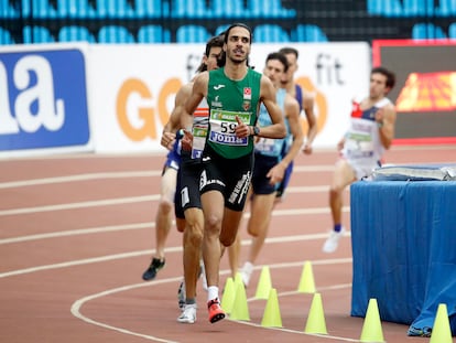 El atleta español Mohamed Katir, en el campeonato de España de atletismo de pista cubierta.