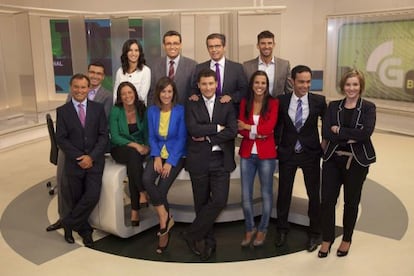 El equipo de informativos del Telexornal, de la Televisión de Galicia.