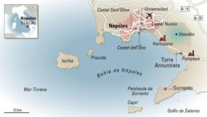 Mapa de Nápoles, Italia.
