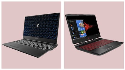 De izquierda a derecha: Portátil tipo' gaming' Lenovo Legion Y530-15ICH-1060 y portátil HP OMEN 15 DC0019NS.