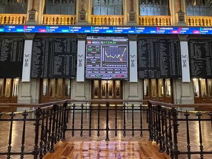 Interior del Palacio de la Bolsa de Madrid, este jueves.