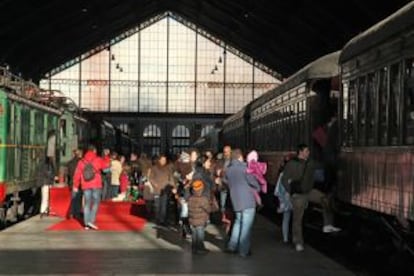 Salida del Tren de Navidad, en el Museo del Ferrocarril de Madrid.