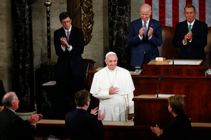 El Congreso de EEUU aplaude el discurso del papa Francisco, el 24 de septiembre de 2015.