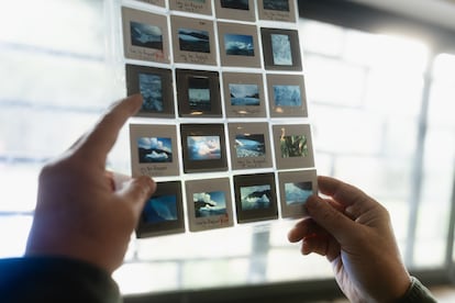 Archivos fotográficos de Jorge Marín, en su casa de Santiago.