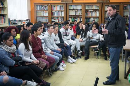 El vicepresident Oriol Junqueras, a l&#039;IES Mil&agrave; i Fontanals. 