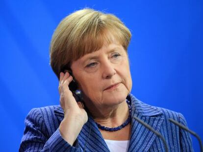 Angela Merkel, em uma conferência em julho, em Berlim.