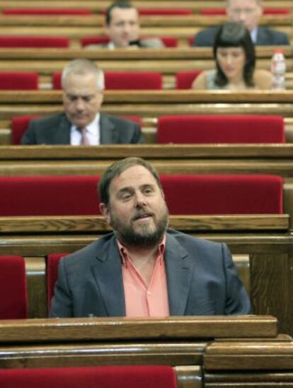 ERC leader Oriol Junqueras in the Catalan parliament in June.