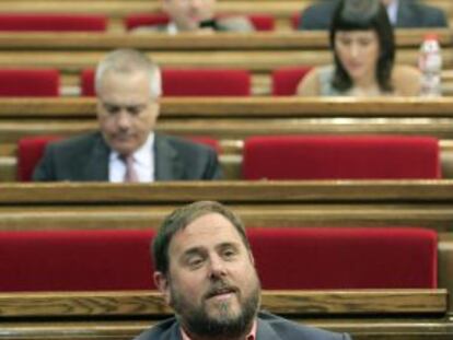 ERC leader Oriol Junqueras in the Catalan parliament in June.