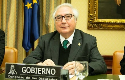 Manuel Castells, durante su comparecencia este viernes. Foto facilitada por el Congreso.