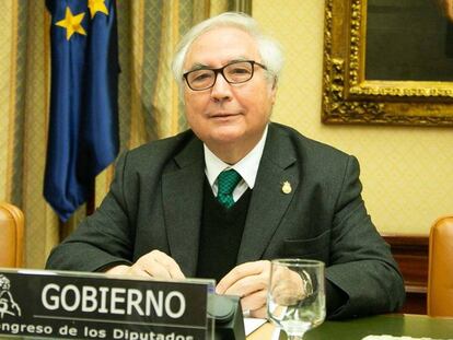 Manuel Castells, durante su comparecencia este viernes. Foto facilitada por el Congreso.