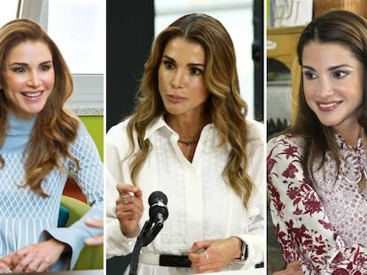 La reina Rania de Jordania esta semana, hace dos años y en 2008.