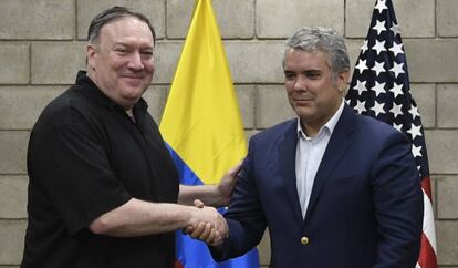 Mike Pompeo e Iván Duque, en Cucuta.