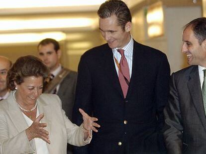 Barberá, Urdangarin y Camps, en la inauguración del Valencia Summit en 2004.