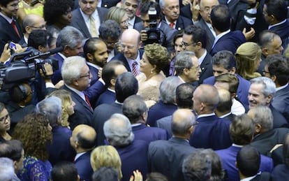 Dilma no Congresso em 1&ordm; de janeiro de 2014, para seu discurso de posse.