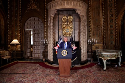 Donald Trump en Mar-a-Lago, Florida, el 18 de febrero.