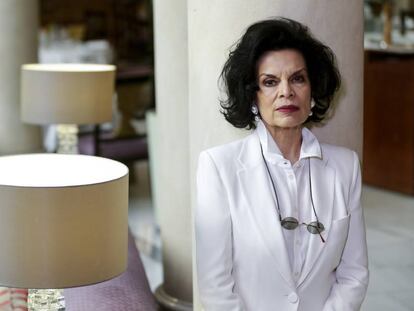 Bianca Jagger en el Hotel Palace de Madrid.