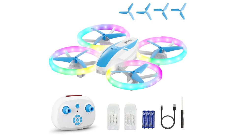 Mini dron con luz led multicolor incluida.