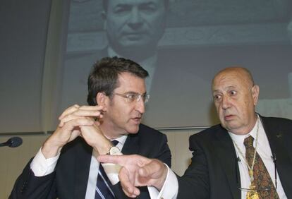 Feij&oacute;o y Ferr&iacute;n, durante el acto central organizado por la Academia en Vigo para homenajear a Valent&iacute;n Paz Andrade.