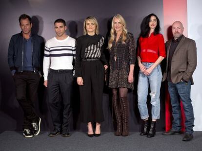 From left to right: Will Arnett, Miguel Ángel Silvestre, Taylor Schilling, Daryl Hannah, Kyrsten Ritter and Steven DeKnight, at the Netflix presentation in Madrid on Tuesday.