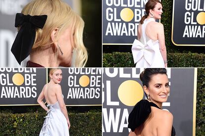 Los lazos (en la espalda) son la gran tendencia de este año. Nicole Kidman lo lució en el pelo, Julianne Moore y Dakota Fanning como perfecto adorno en el photocall y Penélope Cruz como colofón a su Ralph & Russo. Aunque los lazos fueron los grandes protagonistas en todo tipo de versiones, los más espectaculares los descubrimos cuando las celebrities posaron de espaldas.