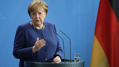 Angela Merkel, el martes, durante una conferencia de prensa en Berlín.