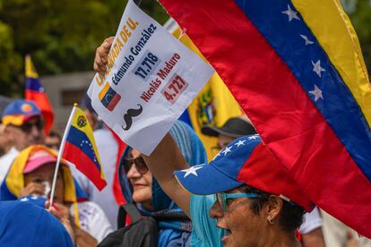 Manifestantes en la concentración de Caracas. 
